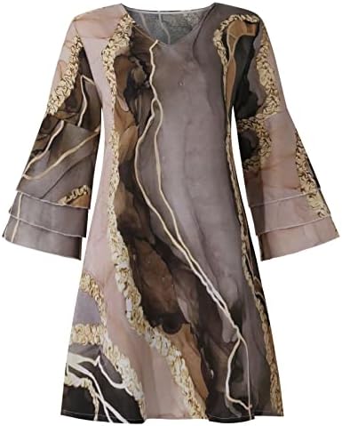 NOKMOPO dugi rukavi Maxi haljina & nbsp;Za žene modni Temperament elegantna štampana V-izrez 3/4 rukava Mini haljina