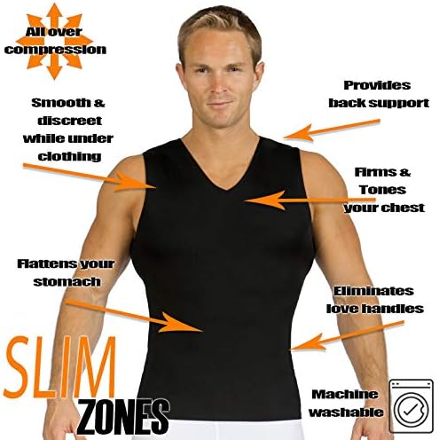 Insta Slim Mens Kompresijska Košulja S V Izrezom Bez Rukava-Potkošulja Za Oblikovanje Tijela Za Mršavljenje