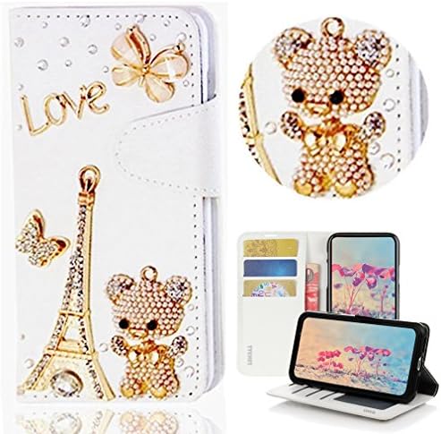 STENES iPhone 6s Plus Case-STYLISH - 3D Handmade bling Crystal Butterfly Flowers Floral Wallet Slots za kreditne kartice Fold Stand
