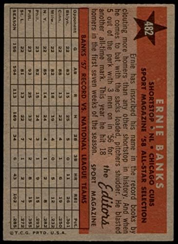 1958 TOPPS 482 All-Star Ernie banke Chicago Cubs Ex + Cubs