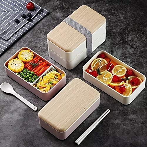 CUJUX dvoslojna kutija za ručak od zrna drveta multifunkcionalna mikrovalna plastična kutija za ručak