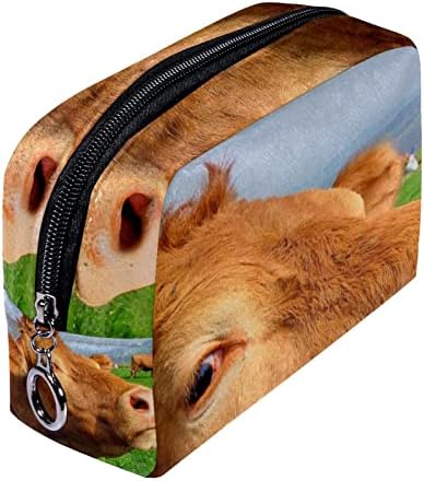Kozmetičke vrećice za žene, torbe torbice za šminkere za skladištenje šminke za makeup Girls, životinja smeđa krava