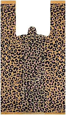Outus 50 komada plastične torbe za majice sa Leopard printom velike Leopard kese za poslastice sa dvostrukim printom sa ručkama za