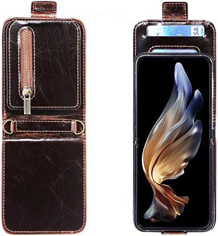 PU kožna torbica za futrolu za telefon sa držačem za kartice, vertikalna kožna preklopna futrola za telefonski kaiš za Z Flip 3 sklopivi