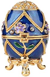 Furuida Blue Faberge Egg Trinket kutije sa šarkama za cvijeće Emajl nakit klasični ukrasi zanatske poklon za kućni dekor