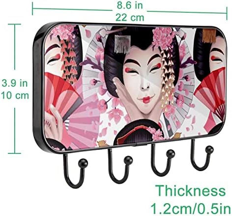 Tradicionalni japanski gejša ples printski nosač nosač zida, ulazni kaput nosač sa 4 kuka za kaput kaput ručnik torbica haljina kupaonica u kupaonici dnevni boravak
