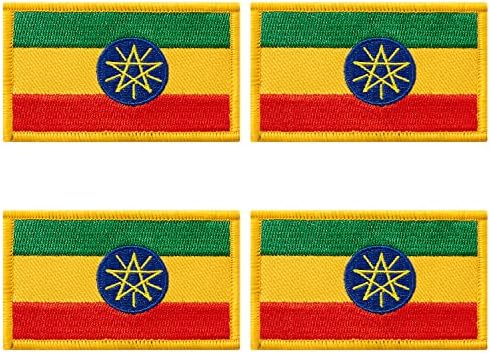 4pcs Etiopija Etiopska zastava, kuka i petlje vezene zastave za zastave za zastave za ruksake Hat jakne od odjeće.