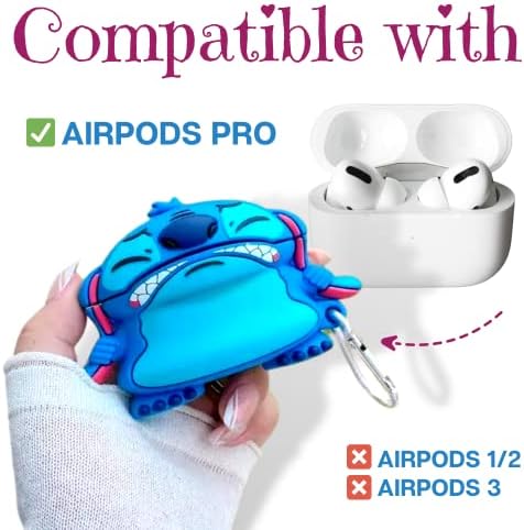 Stitch Airpods Pro Case Soft Silikonski udarni poklopac za Apple Airpods Pro 3D Slatka crtani Creative Fun Stitch Airpod Case sa dizajnom privjesa za privjesak za kofer za punjenje Airpods