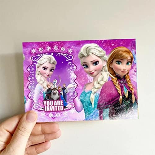 Keelz Pink Girls Frozen Rođendanske pozivnice sa kovertama, rođendanski poklon kartice za zabavu - 16 kom