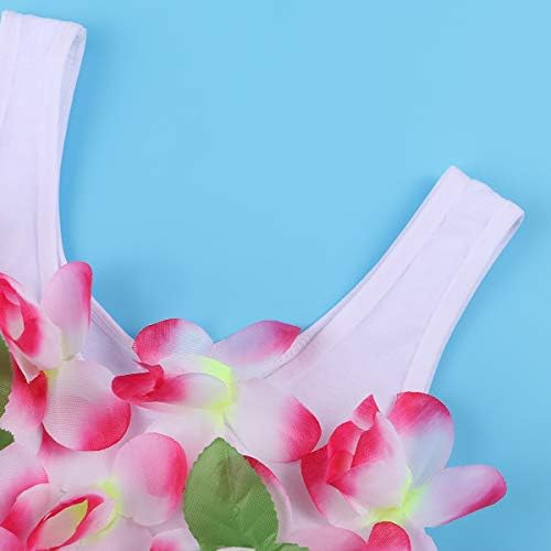 Bestoyard 6pcs Hawaii Tropical Hula Grass Dance suknja Kids Cvijet Leis Narukvice Traka za glavu Bra set 40cm Pink suknja