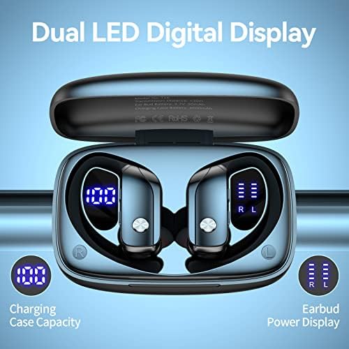Bežične uši za Samsung Galaxy S22 + Bluetooth slušalice 48hrs Reprodukujte Sportske slušalice sa LED ekranom Prekriveni pupoljci sa