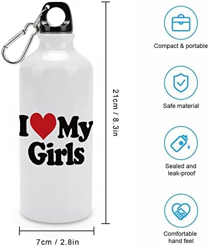 Volim svoje djevojke sportske aluminijumske boce prijenosne sportske boce sa karabinom i kapicom za uvijanje