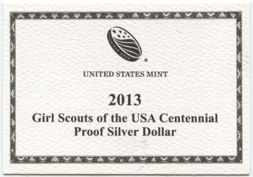 2013 Girl Scouts iz SAD-a COMEMORATIVNOG srebrnog dosaka do dolaja sa COA-om