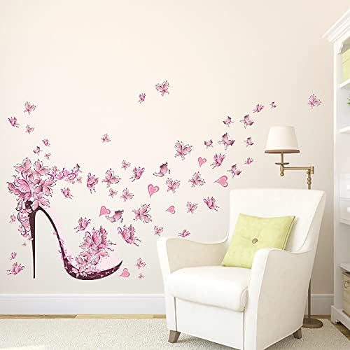 Ogledalo komadi velike ružičaste visoke pete Leptir zid naljepnica i štapići uklonjivi leptir visokih potpetice zidne naljepnice za ispis Slike muralni za kućnu dječju zidne ukrase za sobu
