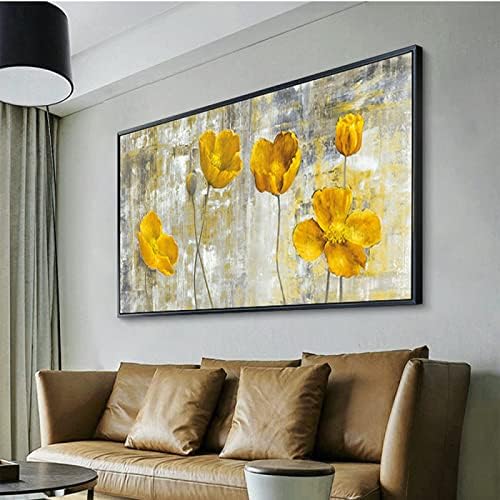 Ručno oslikane cvjetne tulipanske uljane slike - Veličanstveni teksturni Transparent moderna velika veličina apstraktna slika na platnu umjetnička djela zidna umjetnost za nordijsku kućnu sobu dekor trijema,Neuramljen,80X160Cm (31, 4X62, 9