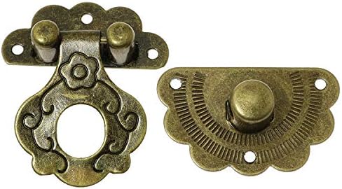 SQXBK 40x36mm ukrasni antički stil antikne brončane reljefne ukrasne hasp zasunske brave s mini šarkama i vijcima za ormar za namještaj