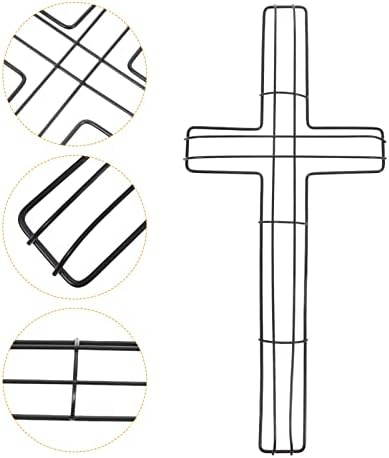 HANABASS Rotidget Decor Cross Oblikovan metalni žica okvir okvira Okvir za cvjetni oblik vijeća za prazničnu crkvu Cvjetni uređenje Crni botanički dekor