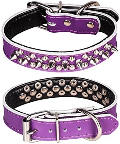 Pimaodog Spiked ogrlica, ogrlica za pse, originalni kožni ovratnik, podesivi ogrlice za kućne ljubimce za mali ili srednji kućni ljubimac