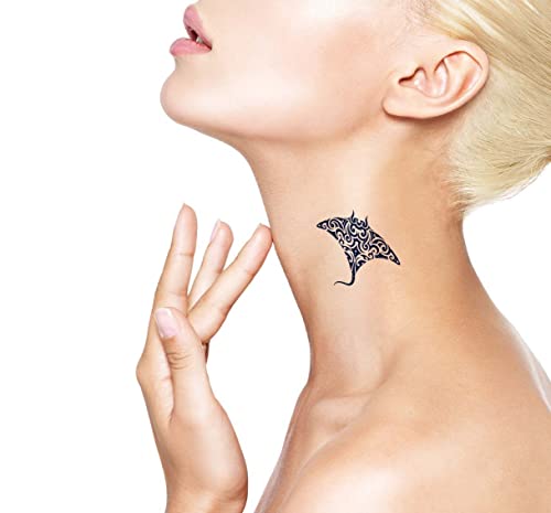 Trajno 1-2 tjedna tetovaža Dizajn soka Tijena privremena tetovaža Polupansion za odrasle Žena Manta Ray oblik sa polinezijskim stilom