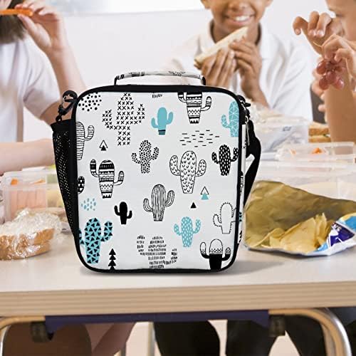 Vantaso izolovana torba za ručak za žene i muškarce Sketch Cactus crno bijela višekratna torba za ručak kutija za ručak za radni ured školski izlet Organizator torba
