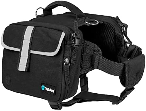 PETAMI ruksak za pse za srednje pse, torba sa pasama za pse za pasice za pasiranje, taktički kabelska torba sa reflektirajućom sigurnosnim bočnim džepovima za planinarenje, kampiranje, paket prsluka za putovanja