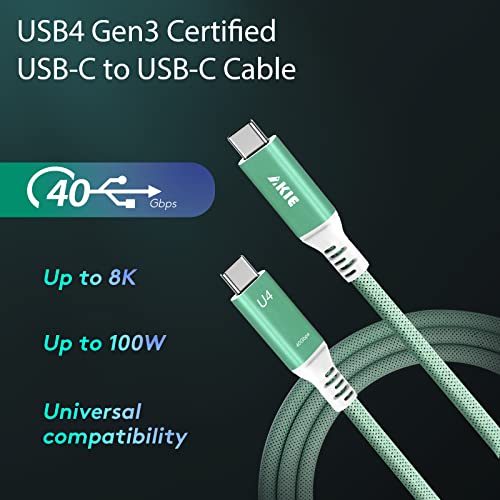 Akie USB 4.0 kabel, 2,6ft podržava 40Gbps prijenos podataka i brze punjenje 100W, najlonska pletenica za USB-C laptop, MacBook, iPad
