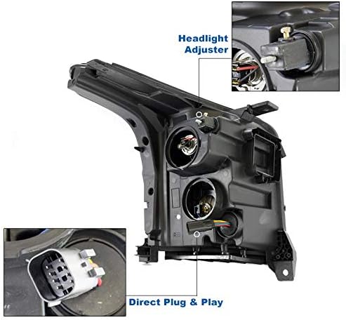ZMAUTOPARTS LED DRL Switchback projektor farovi Crna w / 6 Bijela LED DRL svjetla za 2015-2017 GMC Yukon / Yukon XL