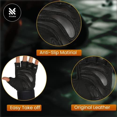 FitsKo workout Gloves for Men - originalni Neklizajući materijal montiran na rukavice-muñequeras para Gym - Set za dizanje tegova
