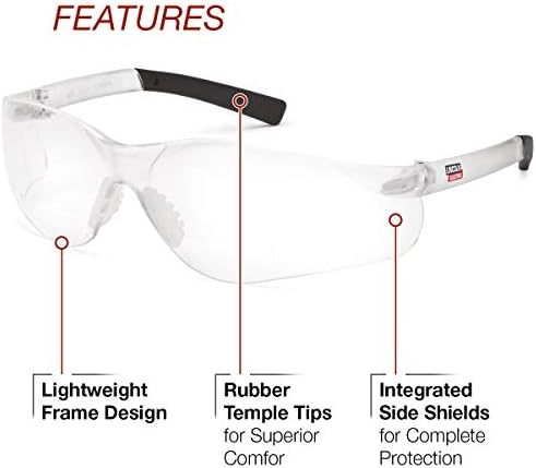 Lincoln električne bifokalne sigurnosne naočale | 2.50 Diopter | Mekani gumeni prevareni okvir | Clear objektiv | K3117-250
