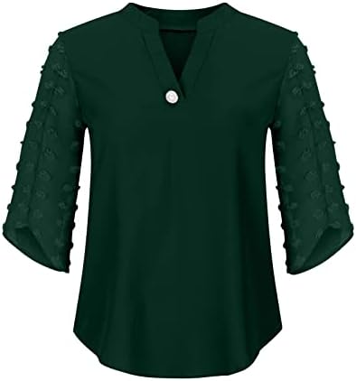 Duhovi za žene za žene Modni casual Solid V-izrez labav majica kratkih rukava Top bluza Pulover Party Flow floto