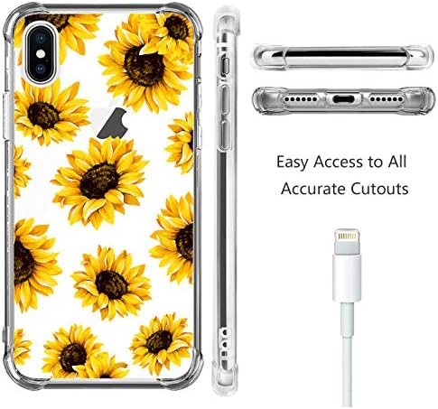 Heyorun Sunflower Clear Case kompatibilan sa iPhone XS / iPhone X 5,8 inča, suncokret djevojke i ženski cvjetni stražnji poklopac,