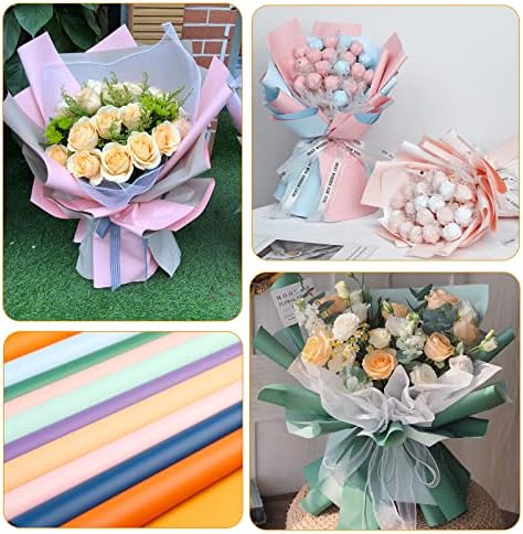 FOIMAS 20 listova papir za umotavanje cvijeća,dvostrani vodootporni Cvjećarski papir za umotavanje buketa potrepštine za cvjetno pakovanje poklona Craft Supply,10 boja
