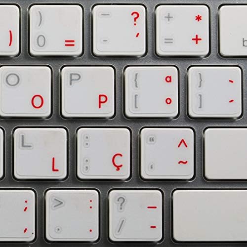 Portugalska naljepnica za tastaturu crvena slova transparentna pozadina rad sa Appleom