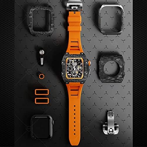 JDime luksuzni kamen za karbon od karbonskih vlakana za Apple Watch 8 7 45mm 6 5 4 SE 44mm Gumeni band DIY komplet za modifikaciju