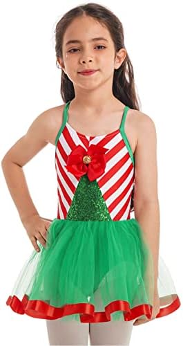 MSEMIS dječje djevojke šljokice Santa kostimo slatkiši bez rukava s linijskim haljinom baleta plesna odjeća