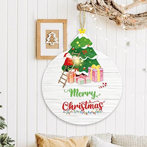 Sretan Božić viseći znak dekoracije božićno drvce Santa Claus vrata vješalica Holiday znakovi dekor za Božić tematske stranke Dvorište trijem zid prozor ukras