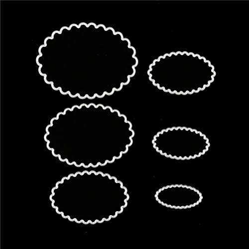 6 kom / set ovalni krug Skalop rezanje okvira, DIY Scrapbooking Artist Rezanje metala umire šablone ukrasne spojnice čelične obloge