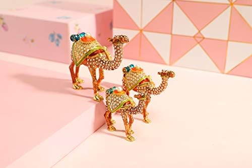 Furuida porodica od tri smeđe deve emajlirana kutija za nakit sa šarkama klasični životinjski ukrasi luksuzan poklon za uređenje doma