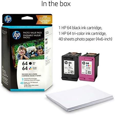 HP 64 | 2 kertridži sa mastilom sa foto papirom 4x6 / Crni, trobojni / radi sa HP ENVY Photo 6200 serijom, 7100 serijom, 7800 serijom,