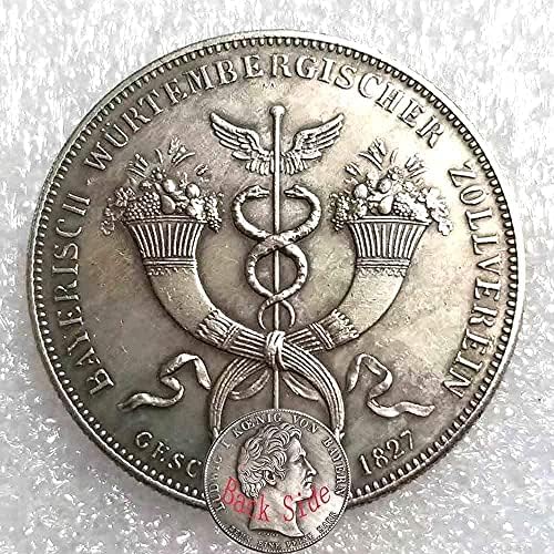 1827 Njemački carpori Komemorativni koin-rezbareni neobrađeni novčić Njemački komemorativni poklon Boy / djevojka / odrasli poklon zauvijek