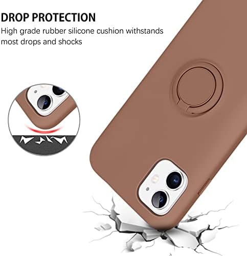 Dueue iPhone 11 futrola, tečni silikonski mekani gel gumeni pokrov s držačem prstena s držačem zvona Chickstand Car Mount Funkcija