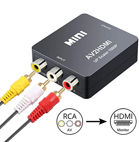 RCA u HDMI Converter, av u HDMI Converter Adapter, CYSINGC Mini Composite CVBS Video Audio Converter Adapter za DVD kamere VHS VCR STB PSP Xbox PS2 WII na Novi HDTV Monitor ili projektor