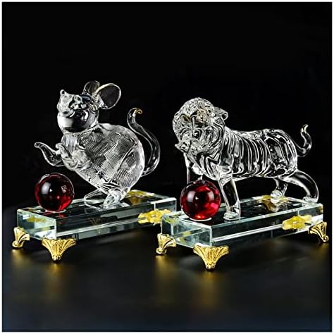 Kineski zodijak kristalni rezbarski miš tigra Crystal Ball ukrasi za izradu figurice sretni bogatstvo Feng Shui Deck Dekor