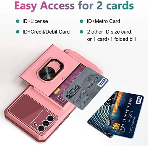 Vofolen slučaj za Galaxy S20 FE 5G novčanik držač kreditne kartice ID Slot klizna vrata skriveni džep sa okretnim postoljem za 360°3 u 1 Hibridni Branik robusna futrola za telefon Samsung Galaxy S20 Fe Case Pink