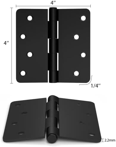 Goldenwarm 12pack mat crni šarke za crne vrata 4 inčni zaobljeni nosači unutarnjih vrata crne mat vanjske vrata šarke 4 x 4 sa uglovima