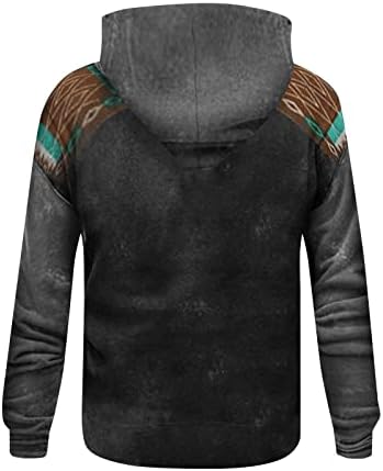 Hoodies za muškarce etnički aztec uzorci retro taktičke dukseve dugih rukava majica s kapuljačom, ležerni džemper