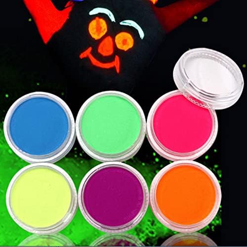 Joyeee UV lica boja, sjaj u tamnoj boji 6 boja Neon paket fluorescentno tijelo lakiranje vode aktivirane palete u šminku Art Halloween