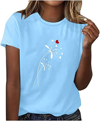 Ženska jesena ljetna posada Top kratkih rukava Comfort Boja odjeća Pamučna grafička ručka bluza za djevojke KJ KJ