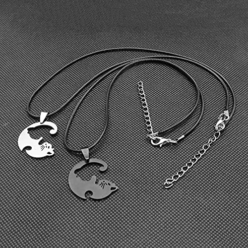 ZZ Zinfandel 2pcs Cat ogrlice za pse Parove ogrlica od nehrđajućeg čelika Cat Dogship ogrlica s crnim mački pas yin yang ogrlica
