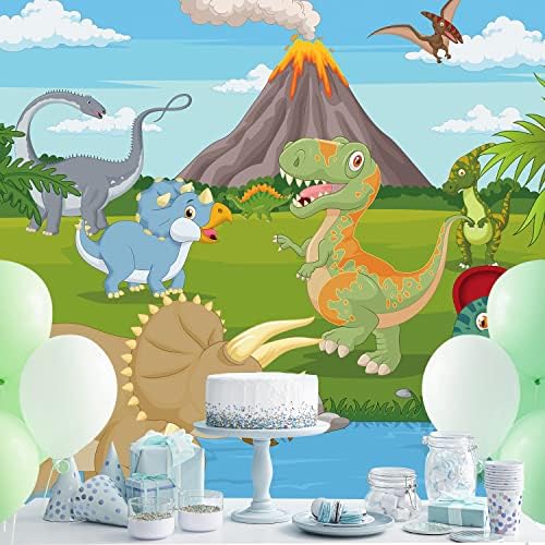 Imirell Cartoon Dinosaurus pozadina 7wx5h noge za dječake djecu slatka Dino životinje Divlje životinje Vulkan tkanina poliester Rođendanska